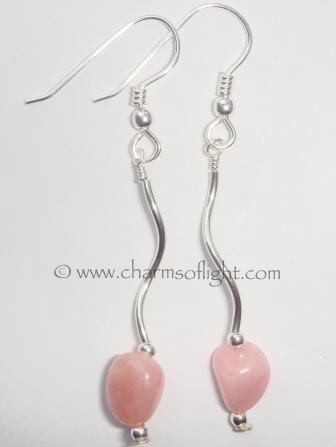 Pink Opal & Silver Earrings
